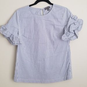 Striped Blouse with Ruffle Sleeves